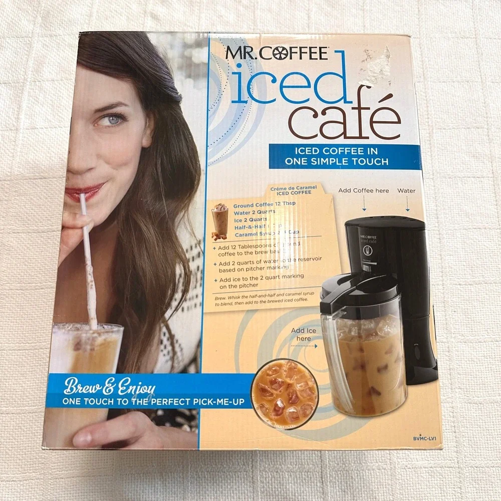 Mr Coffee Iced Cafe Maker Coffee BVMC-LV1 Black 2 Quart Pitcher New In Box Disc.